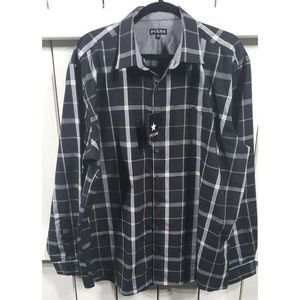 New With Tags Men's Pulse Plaid Shirt Black/Gray Size XXL